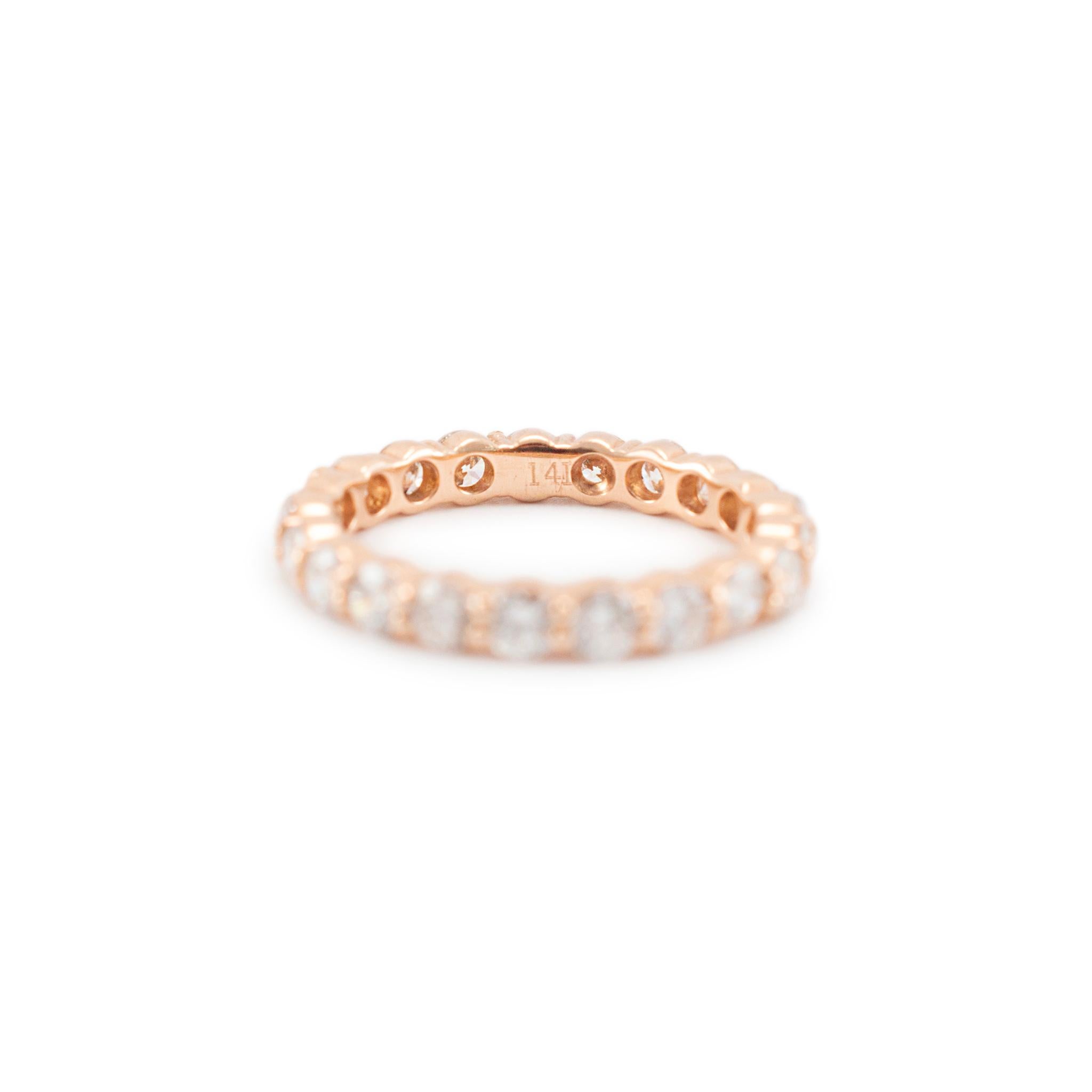 Women's Ladies 14K Rose Gold Ring 1.87ct. Full Eternity Diamond Wedding Band
