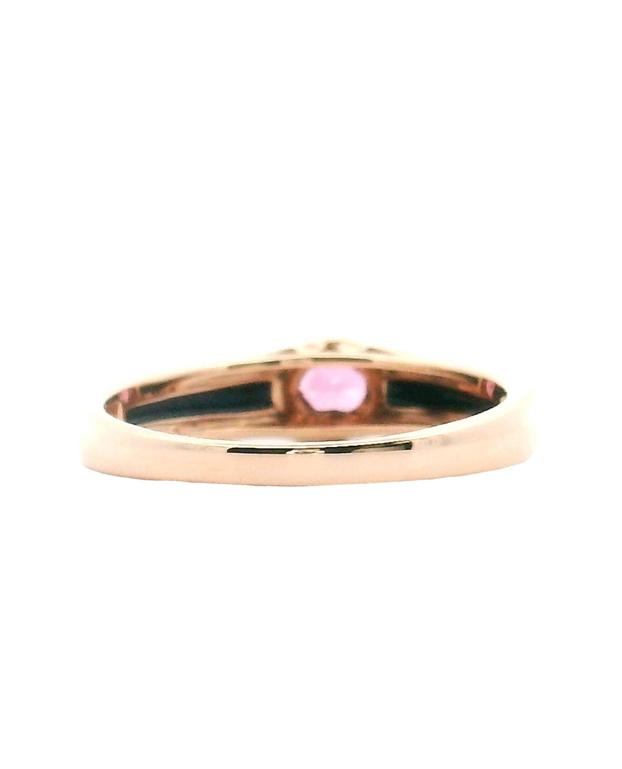 Contemporary 14K Rose Gold Ring with Pink Tourmaline and Black Enamel For Sale