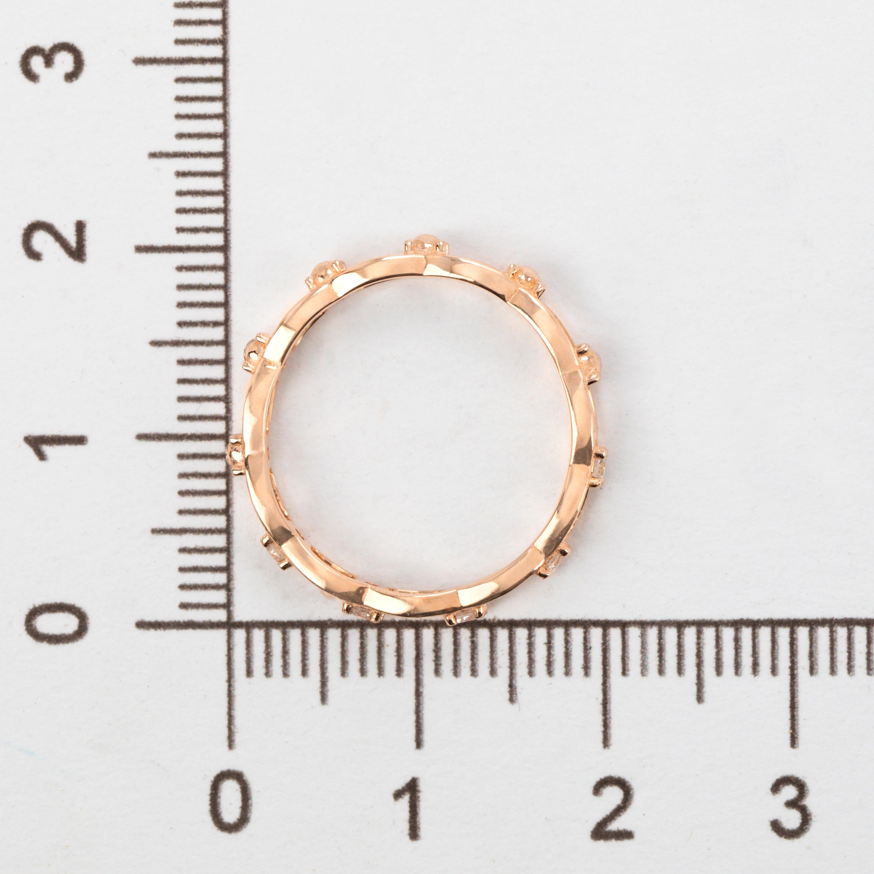 Women's or Men's 14k Rose Gold Rings, Vintage Model Rİngs, 0.14 ct Diamond Stone Rings For Sale