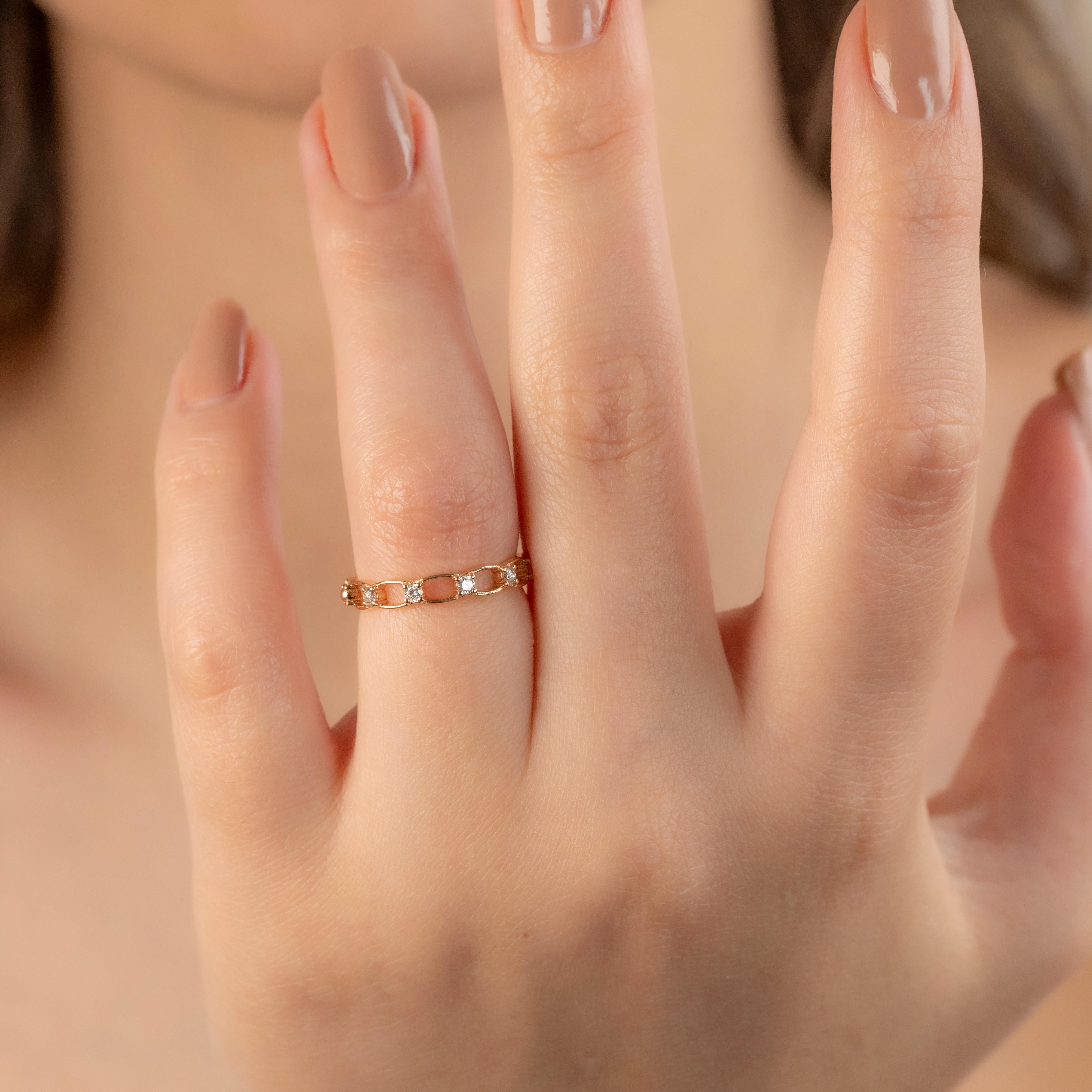 14k Rose Gold Rings, Vintage Model Rİngs, 0.14 ct Diamond Stone Rings For Sale 2