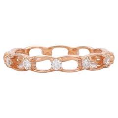 Bagues en or rose 14k, bagues de modèle vintage, bagues avec pierre en diamant de 0,14 ct