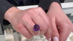 10.00 Carat Round Amethyst Prong Set in 14K Rose Gold Rope Style Ring