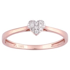 14K Rose Gold Round Cut Diamond Heart Cluster Promise Ring