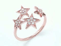 14K Rose Gold Round Cut Diamond Multi-Star Bypass Ring