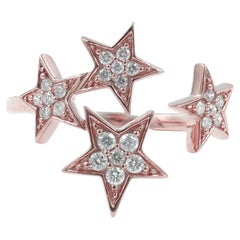 14K Rose Gold Round Cut Diamond Multi-Star Bypass Ring
