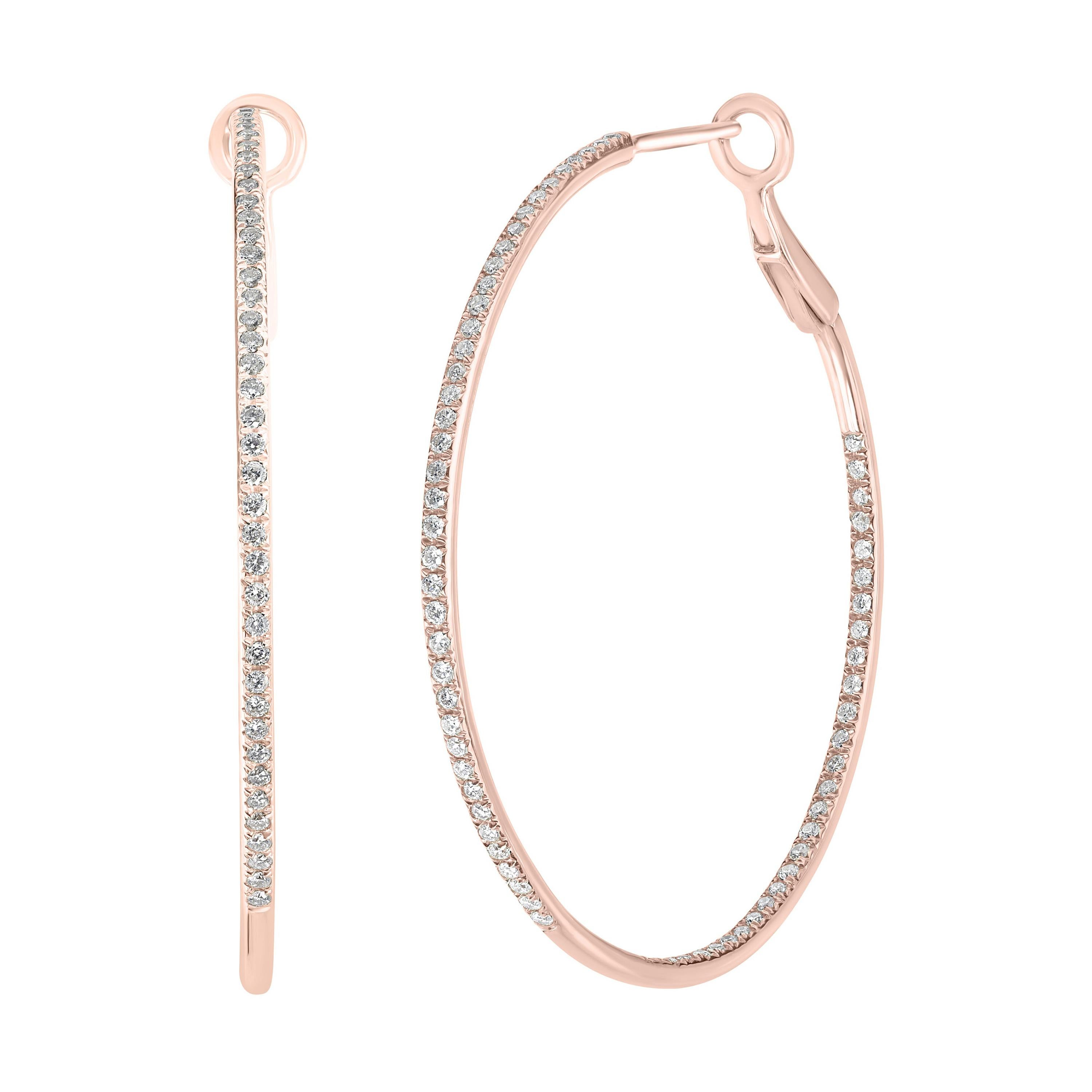 Pave Rose Cut Diamond Hoop Earrings For Sale at 1stDibs