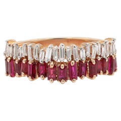 14K Rose Gold Ruby and Diamond Designer Ring, Diamond and Ruby Ring