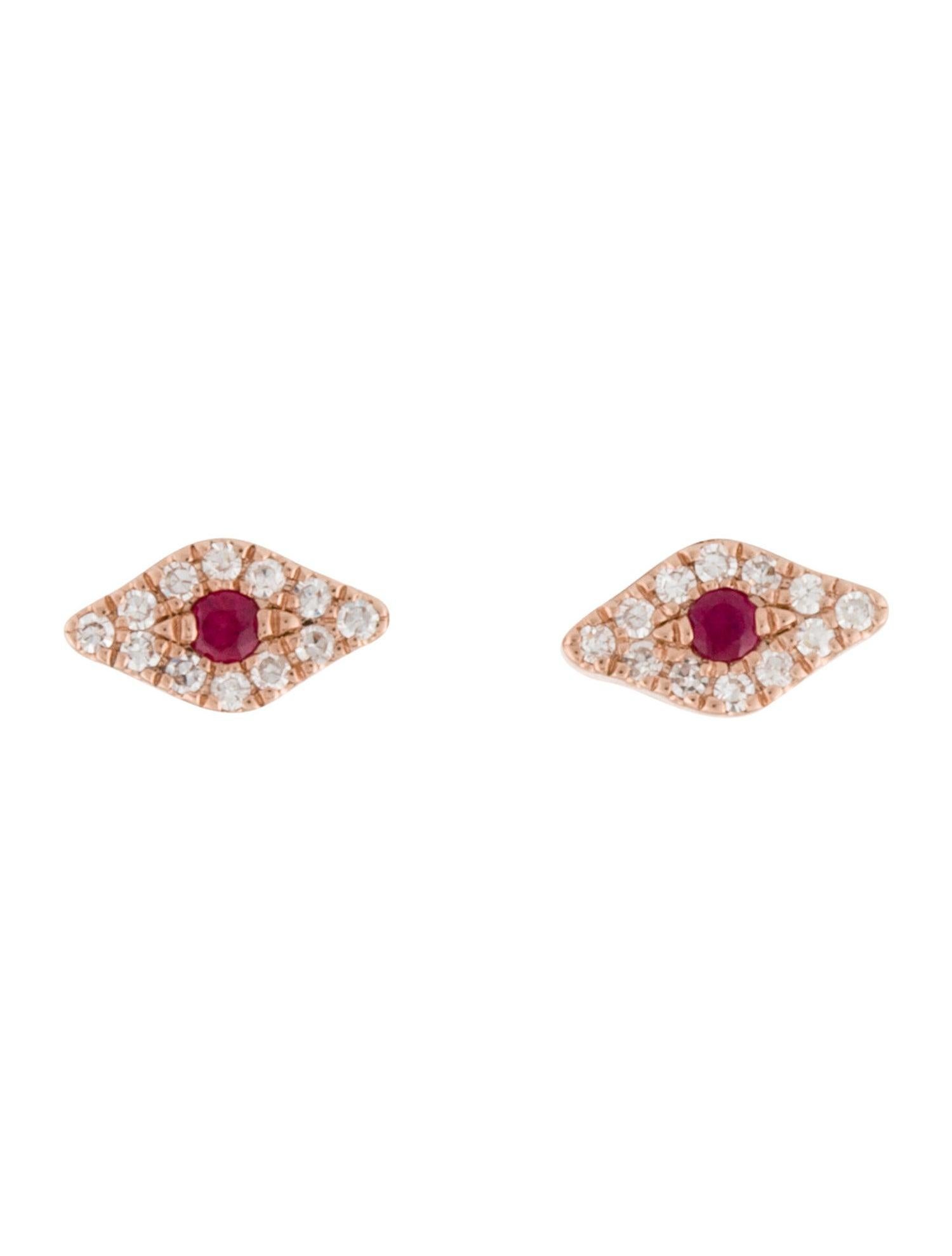  Evil Eye Design Earrings: Made from real 14k gold and round diamonds approximately 0.06 ct. 24 Certified diamonds and 2 Ruby 0.04 ct. available in white, rose and yellow gold with a color and clarity of GH-SI. 
 Surprise Your Loved Ones with Our