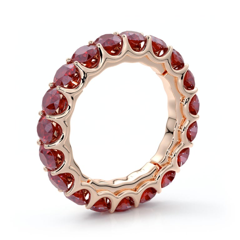 14 Karat Rose Gold Ruby Eternal Fit Eternity Band Features 3.60 Carat ...
