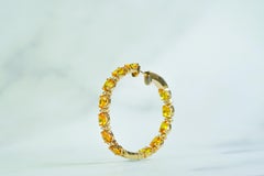 14K Rose Gold Sapphire and Diamond Hoop Earrings