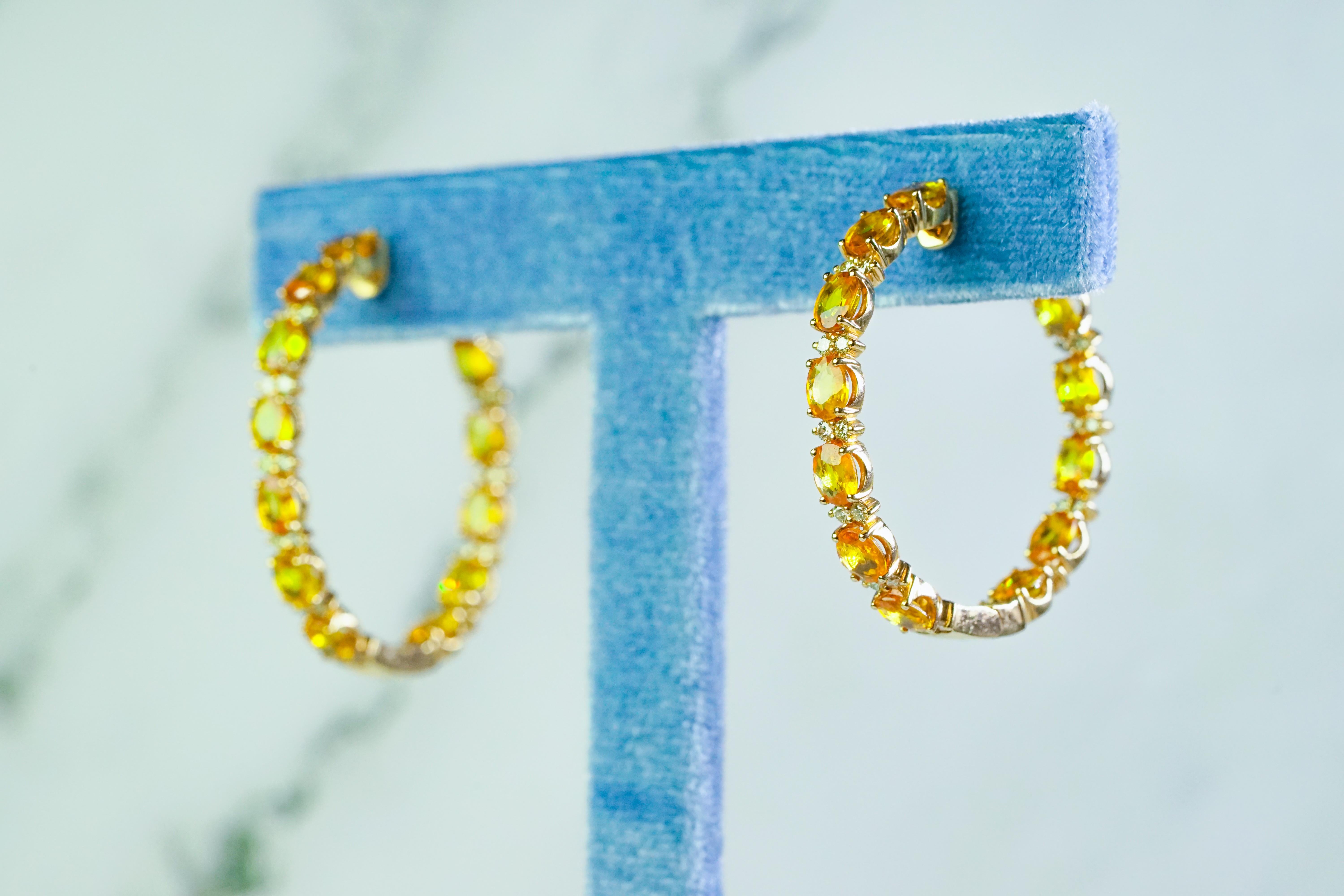 Pendientes de aro de zafiro y diamantes de oro rosa de 14 quilates Corte rosa en venta