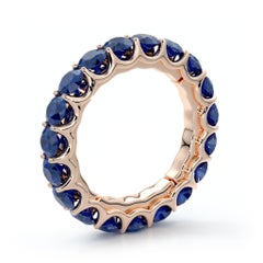 14 Karat Gold Sapphire Eternal Fit Eternity Band Features 3.81 Carat of Blue