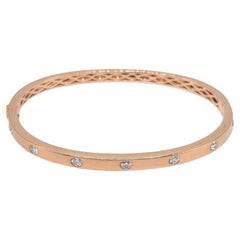 14K Rose Gold Satin Finish Bangle with 7 Round Diamonds Totaling .45ct