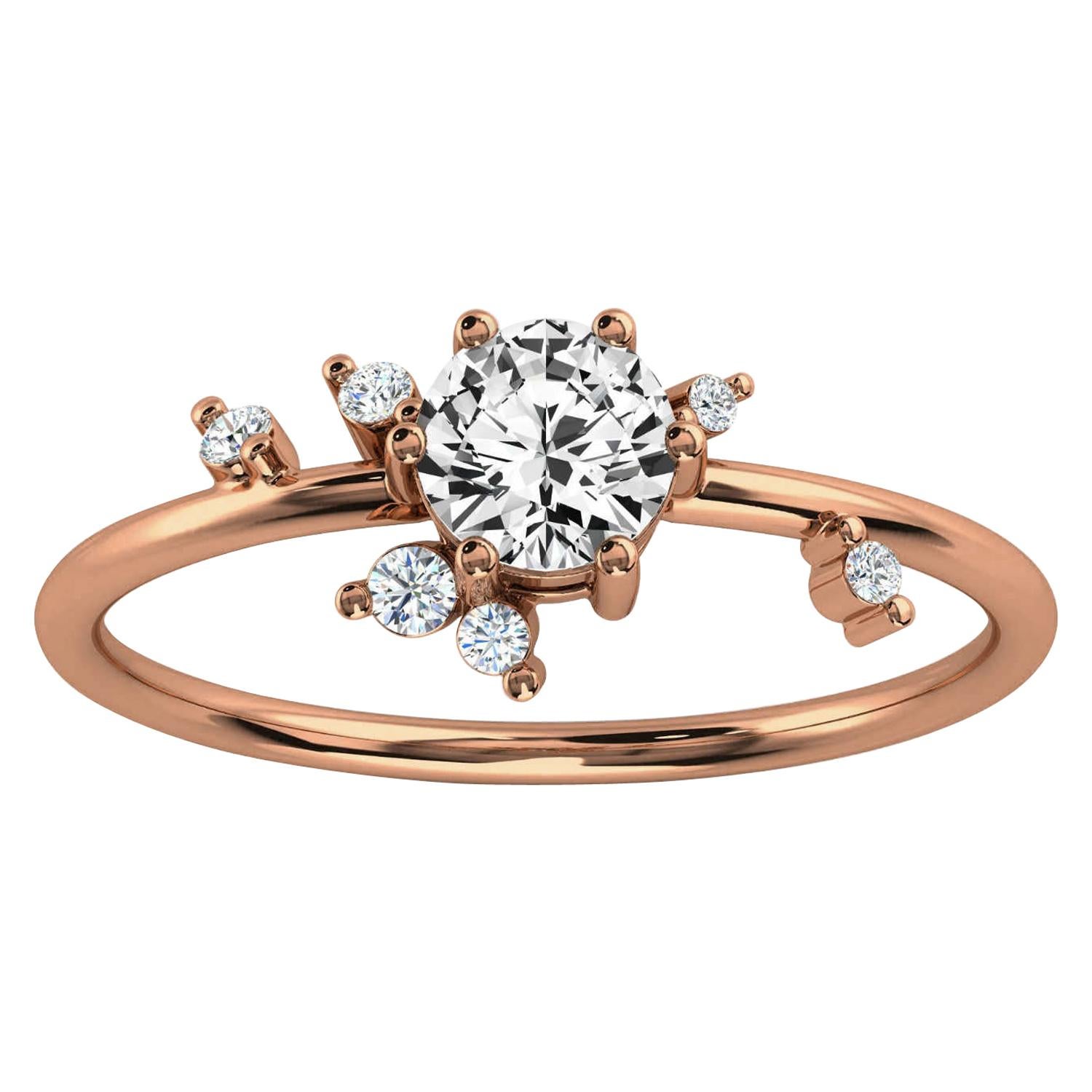 14K Rose Gold Shayna Petite Design Round Diamond Ring 'Center- 1/3 Carat'