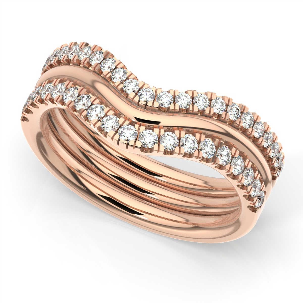 Round Cut 14K Rose Gold Shila Petite Stackable Diamond Ring ( 2/5 ct. tw) For Sale