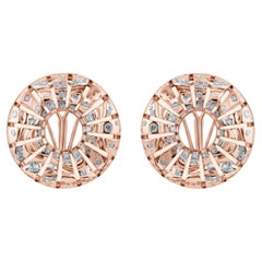 14k Rose Gold SI/H Pave Diamonds Fluted Halo Clip-On Stud Earrings