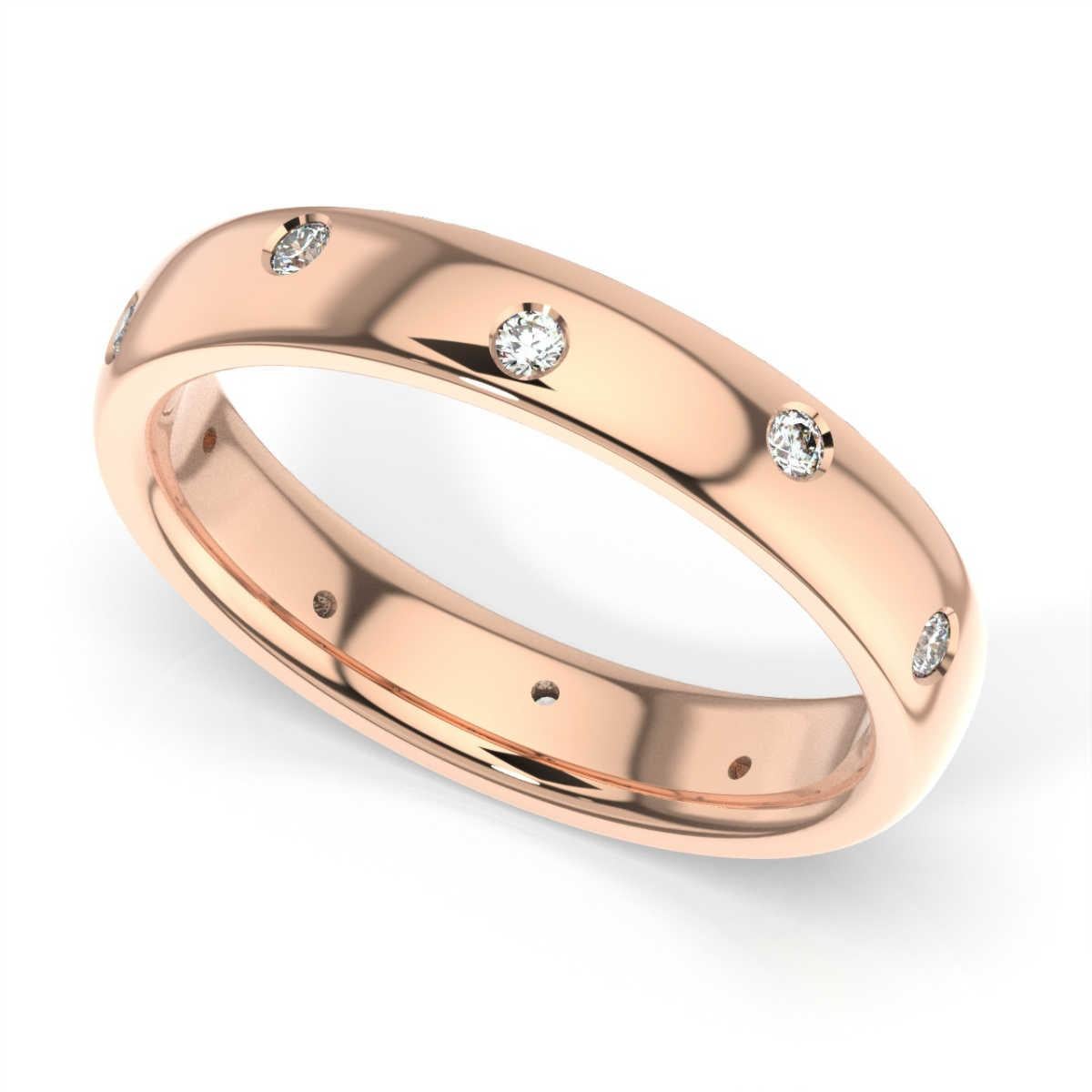 Round Cut 14K Rose Gold Siena Eternity Diamond Ring '1/5 Ct. tw' For Sale