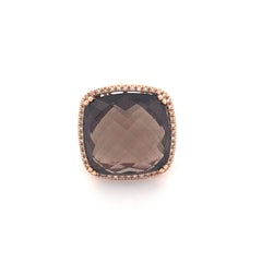 14K Rose Gold Cushion-Cut Rauchquarz Ring mit Halo