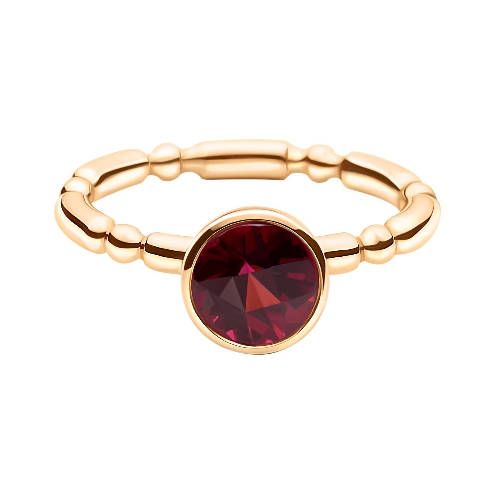 For Sale:  14k Rose Gold Solitaire Engagement Ring with 1.65 Ct Round Red Rhodolite Garnet