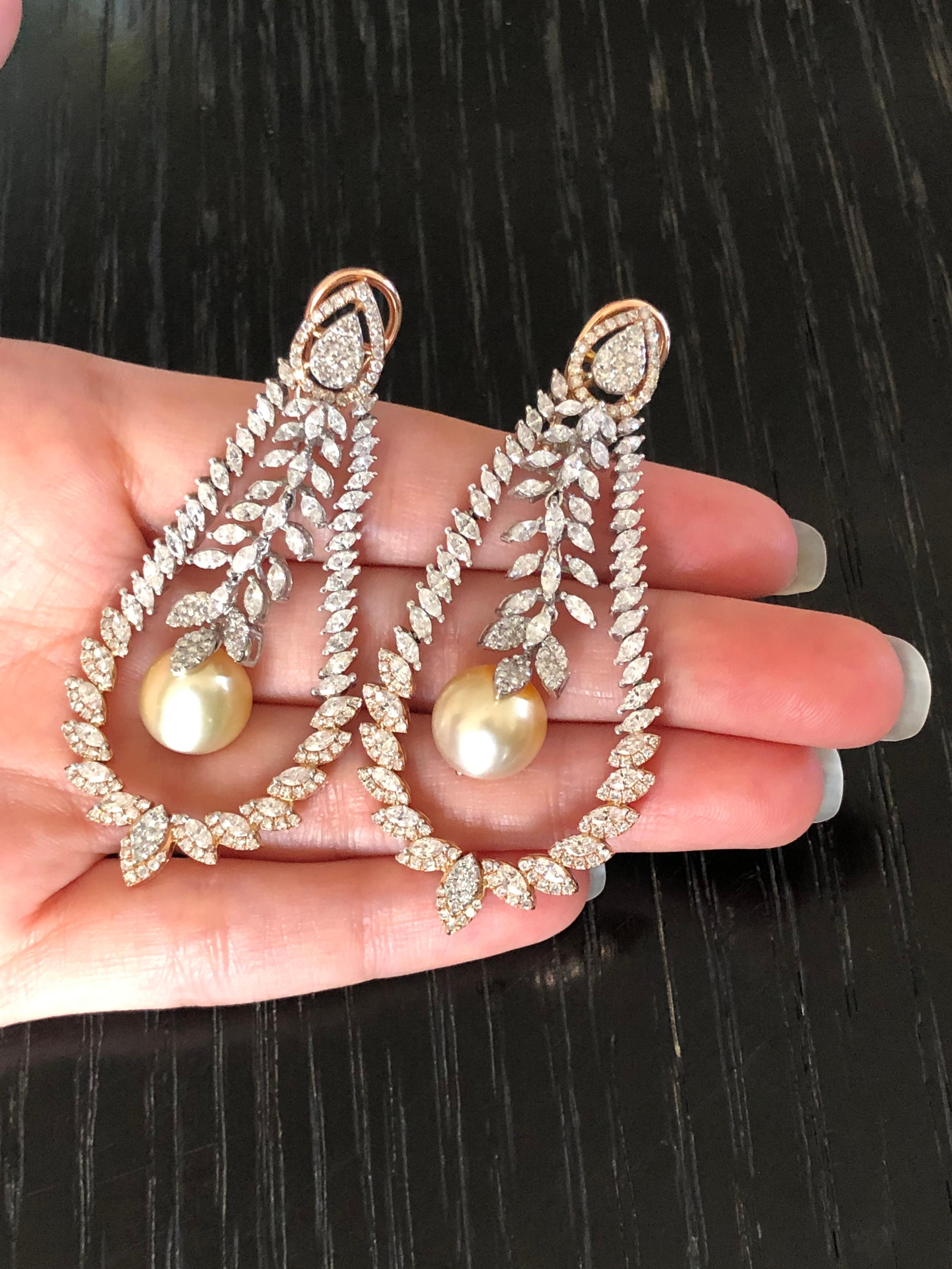 pearl and diamond chandelier earrings