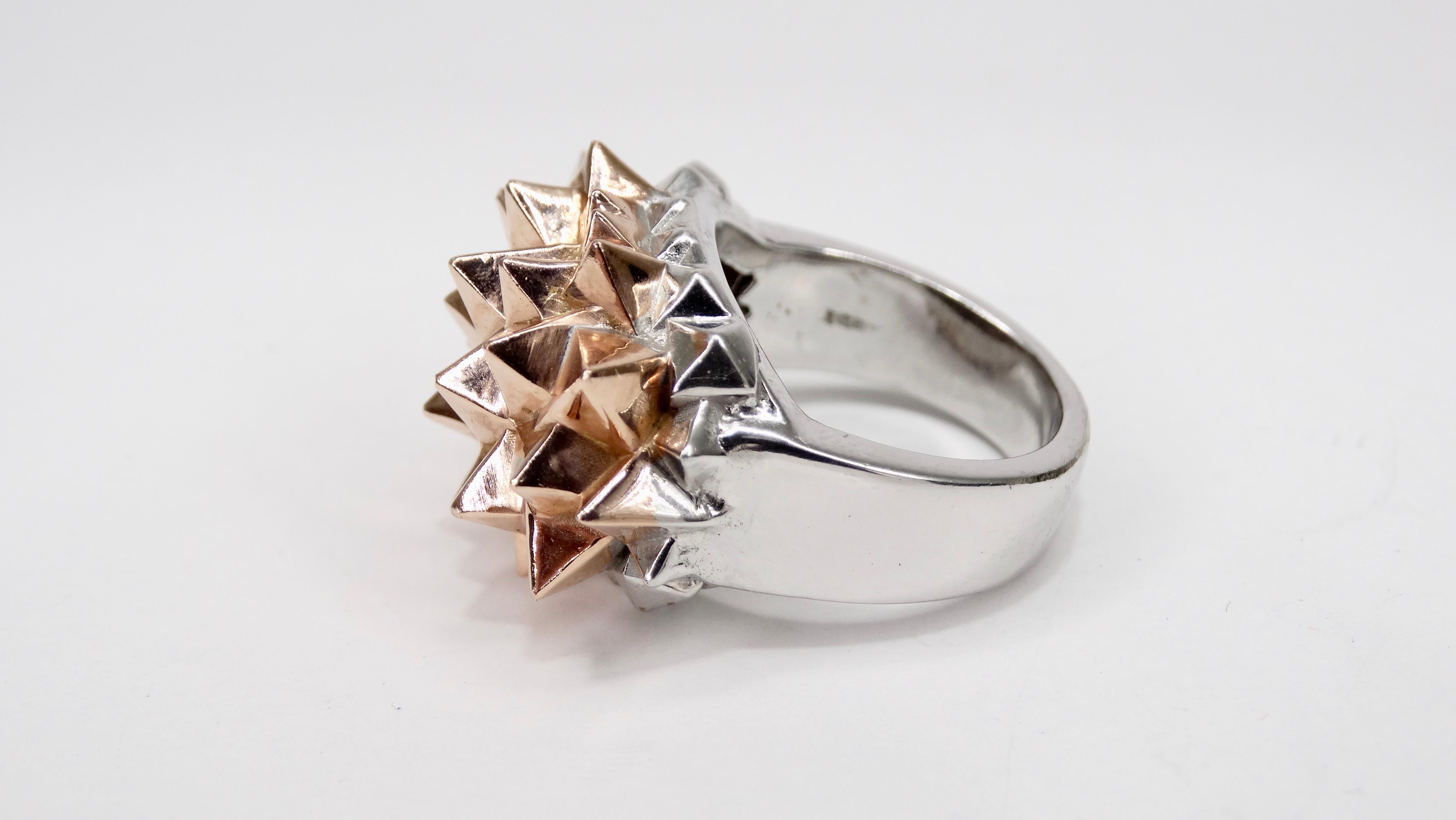 14k Rose Gold Spiked Cocktail Ring  In Good Condition In Scottsdale, AZ