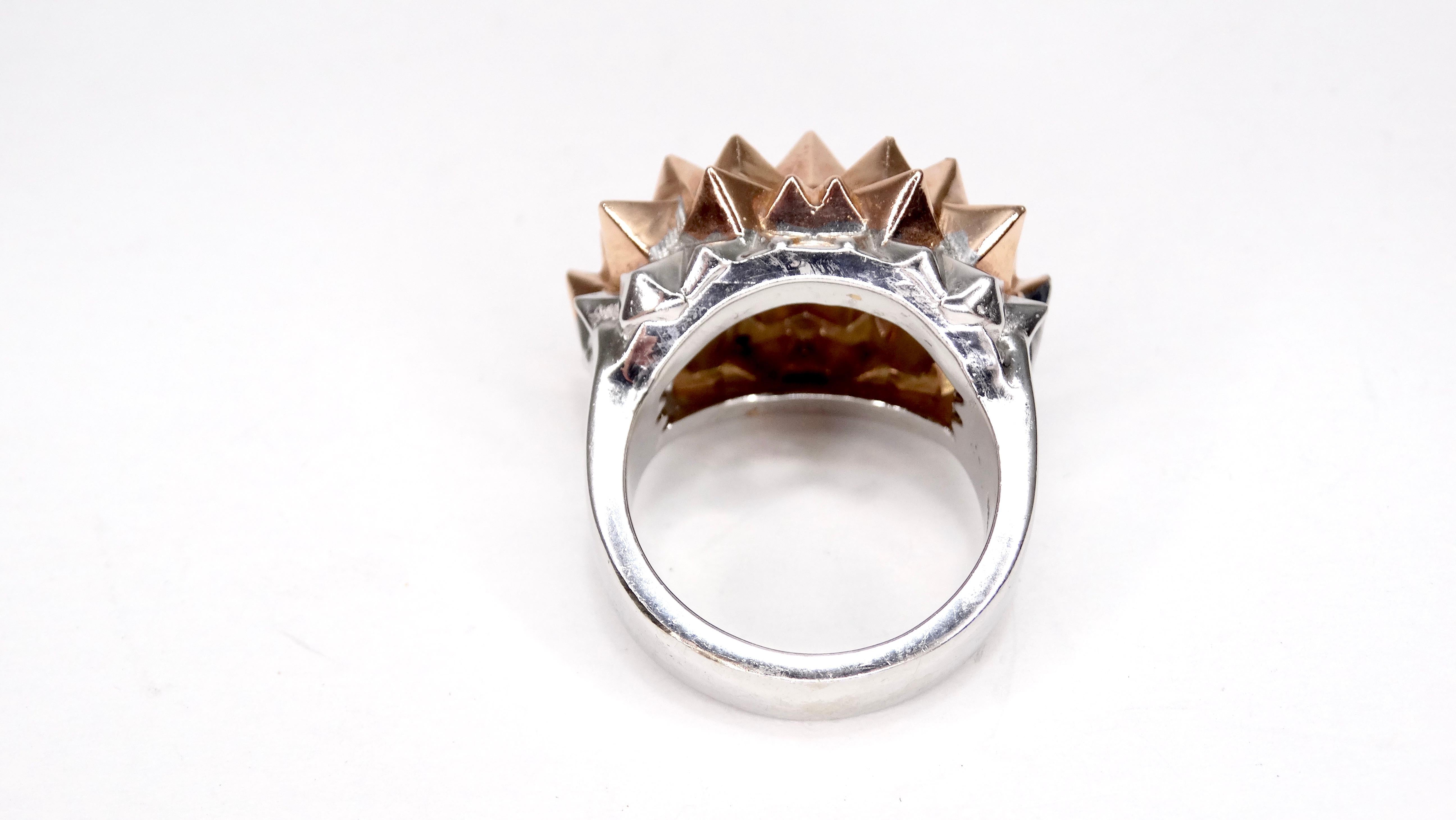 Women's or Men's 14k Rose Gold Spiked Cocktail Ring 