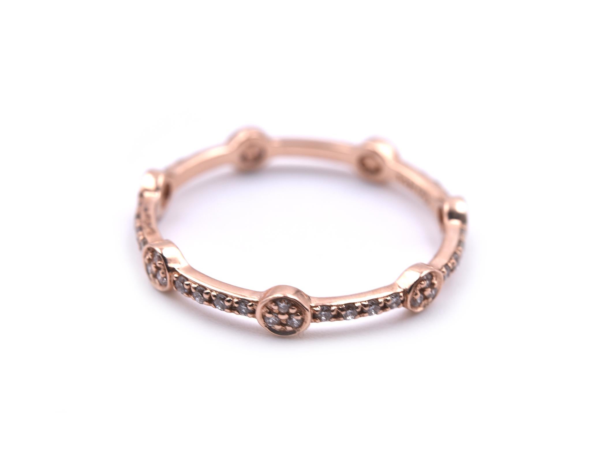 Round Cut 14 Karat Rose Gold Stackable Eternity Band