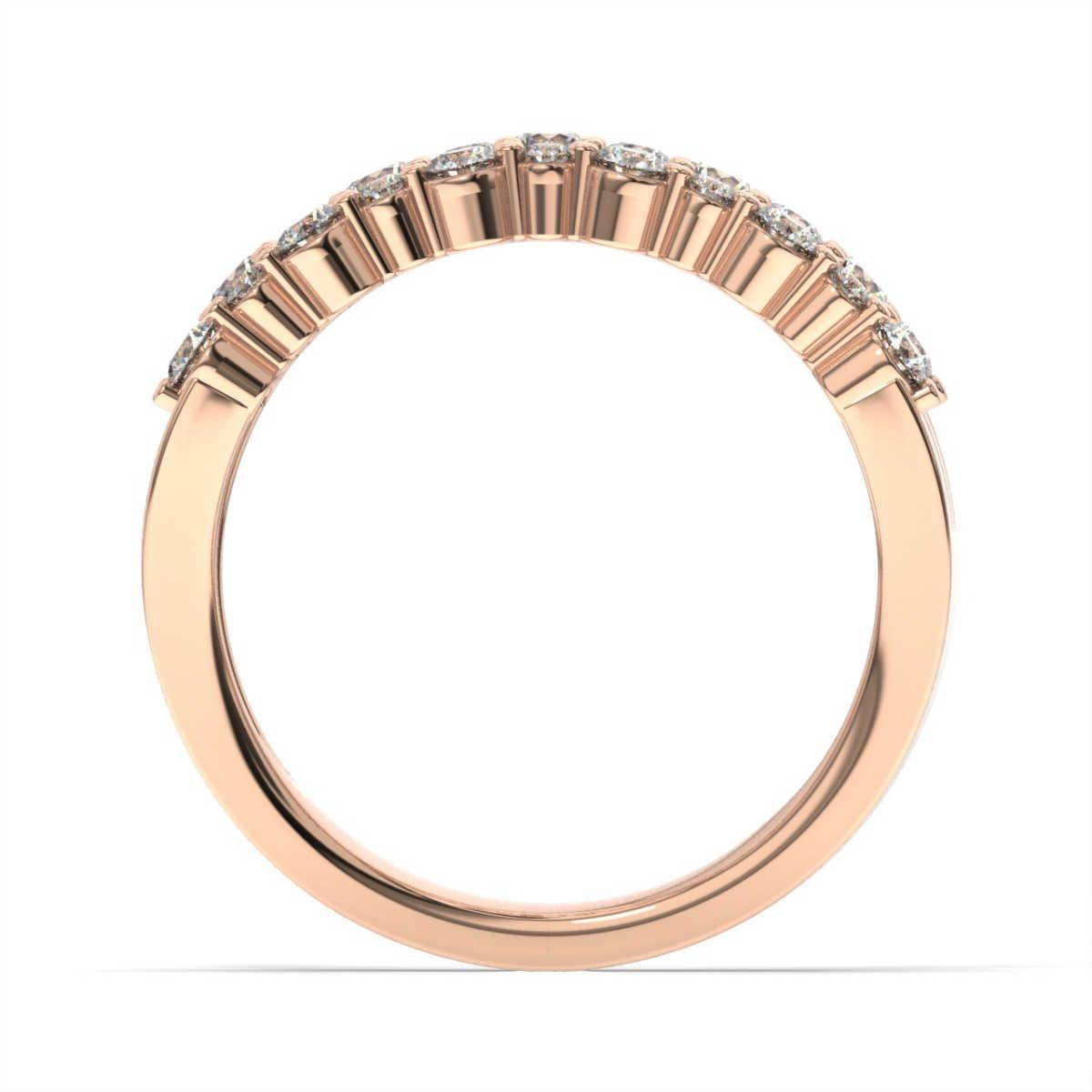 This stunning ring features round brilliant diamonds micro-prong-set in three-row. Experience the difference!

Product details: 

Center Gemstone Color: WHITE
Side Gemstone Type: NATURAL DIAMOND
Side Gemstone Shape: ROUND
Metal: 14K Rose Gold
Metal