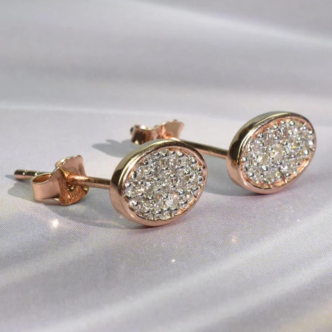 Dainty Stud Earrings in 14k Rose Gold, Yellow Gold, White Gold.

These Dainty Stud Earrings are made of 14k solid gold featuring shiny brilliant round cut natural diamonds set by master setter in our studio. Simple but unique, elegant and easy to