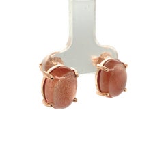 14K Rose Gold Ohrstecker mit 27 Karat tw Oval Sonnensteinen