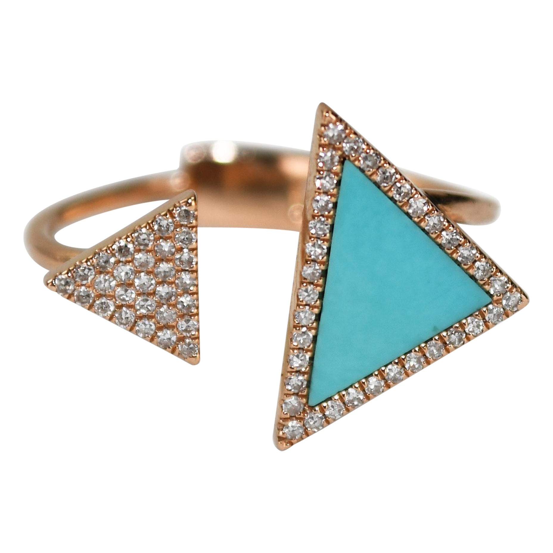 14K Rose Gold Synthetic Turquoise
Natural Diamond Ring 3g