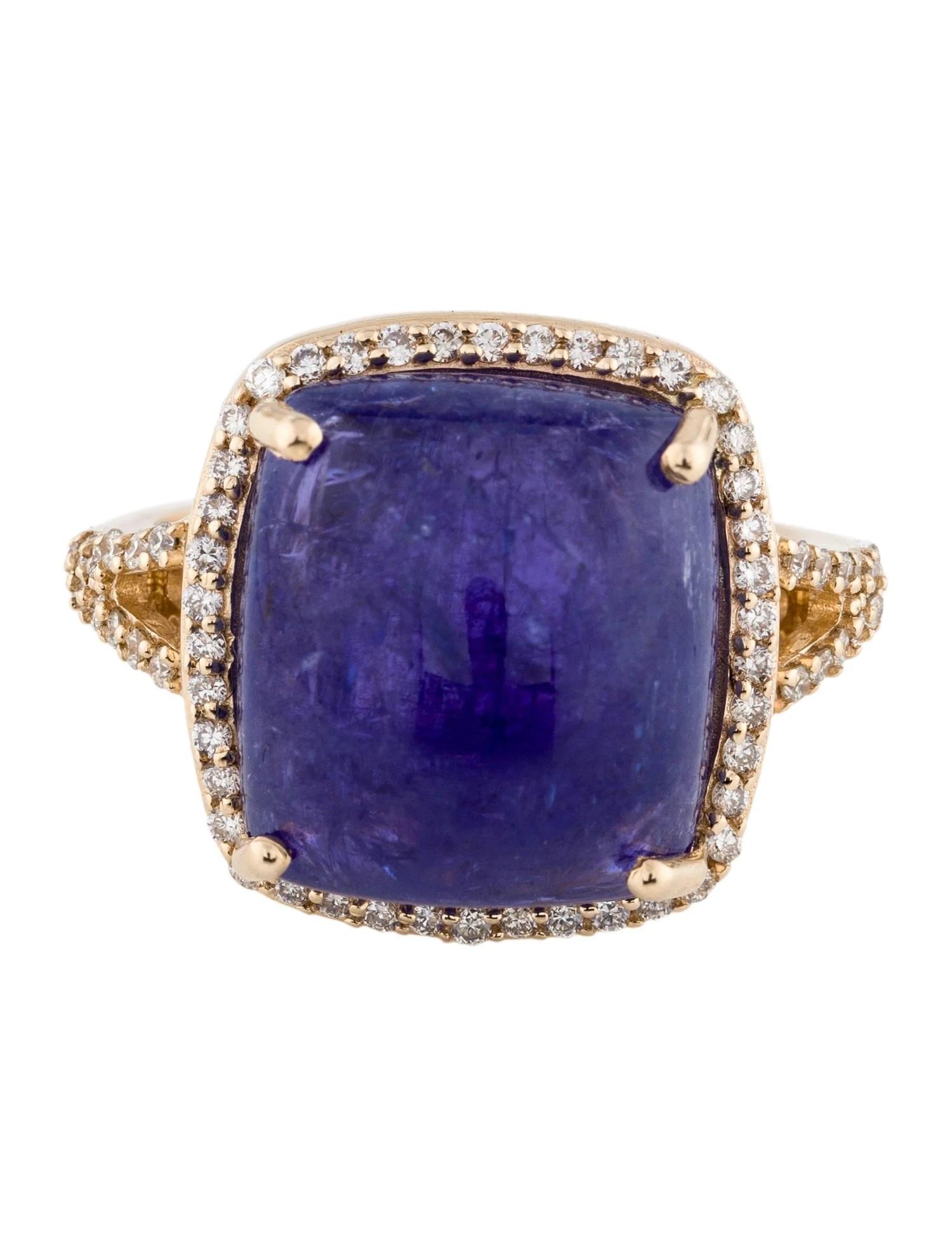 Anillo de cóctel de tanzanita y diamantes en oro rosa de 14 quilates con tanzanita en cojín de 15,03 quilates Artista en venta
