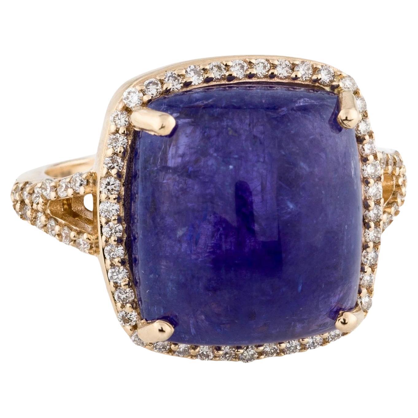Anillo de cóctel de tanzanita y diamantes en oro rosa de 14 quilates con tanzanita en cojín de 15,03 quilates en venta