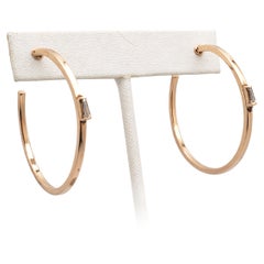14K Rose Gold Tapered Baguette Diamond Hoop Earrings