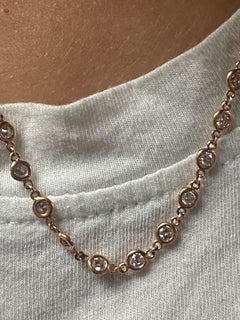 14K Rose Gold Tiffany Bezel Set Necklace