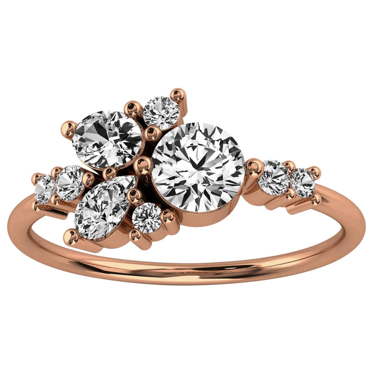 14K Rose Gold Tima Delicate Scattered Organic Design Diamond Ring '3/4 Ct. Tw' For Sale