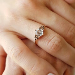 14 Karat Rose Gold Tourmalinated Quartz and Spinels Ring