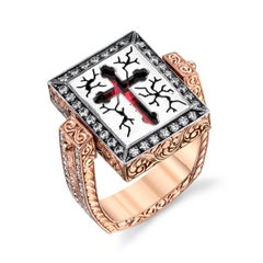 14K Rose Gold Tourmaline, Ruby and Diamond Cross Flip Ring