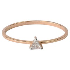 14k Rose Gold Triangle Diamond Ring Diamond Solitaire Ring