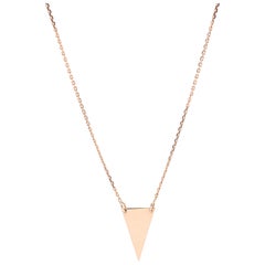 14K Rose Gold Triangle Necklace, Length 16-18 Inches, Pendant Necklace