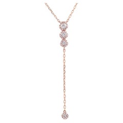 14K Rose Gold Trio Round Diamond Circle Eternity Drop Necklace