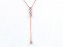 14K Rose Gold Trio Round Diamond Circle Eternity Drop Necklace