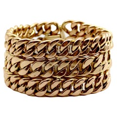 14k Rose Gold Triple Stacked Curb Link Vintage Bracelet