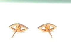 14K Rose Gold Turquoise Evil Eye Diamond Stud Earrings 0.28 Carats