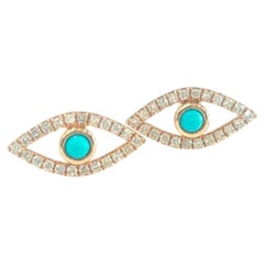 Orecchini con diamanti a forma di occhio maligno in oro rosa 14K 0,28 carati
