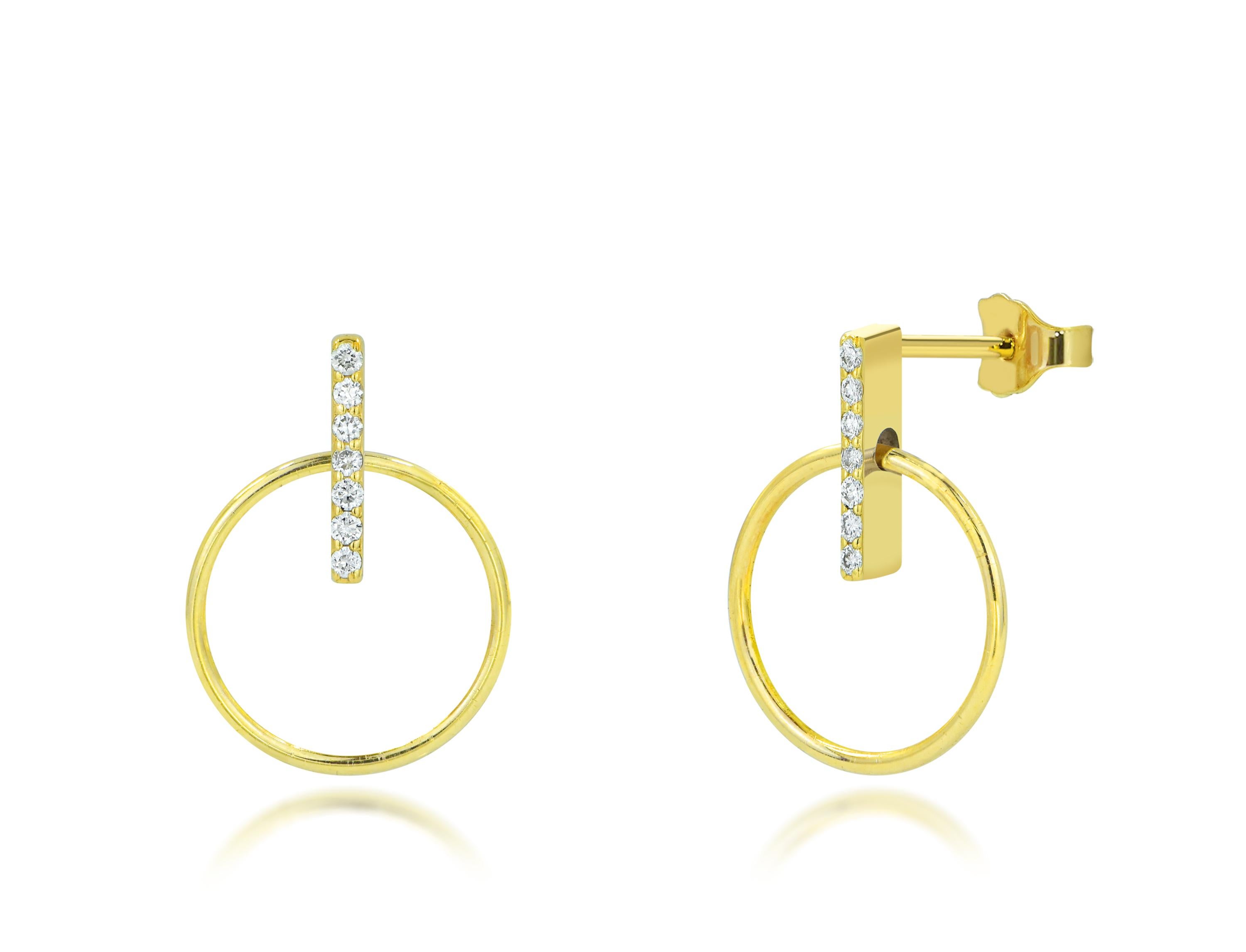 Unique Diamond Earrings in 14k solid gold.
Available in three colors of gold: White Gold / Rose Gold / Yellow Gold.

These Dainty Stud Earrings are made of 14k solid gold featuring shiny brilliant round cut natural diamonds set by master setter in
