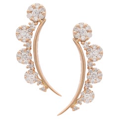 14K Rose Gold Unique Diamond Jacket Style Stud Earrings
