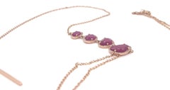 14k Rose Gold Unique Ruby and 0.64 ct Diamond Drop Lariat Necklace, 17.5"