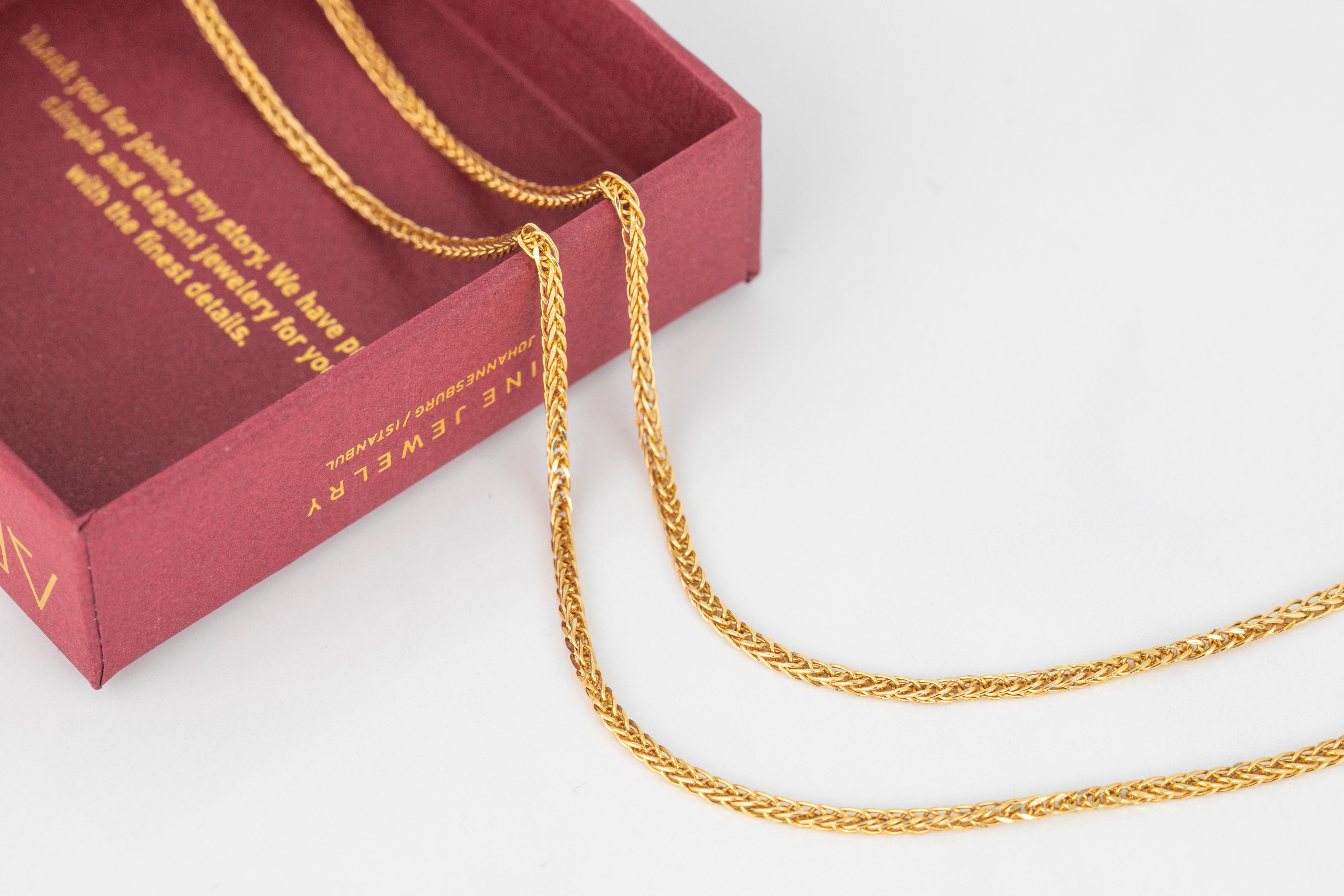 14k Gold Unisex Chain, 5.10 gr 45.00cm 14K Gold Chain Necklace, Real Gold For Sale 1