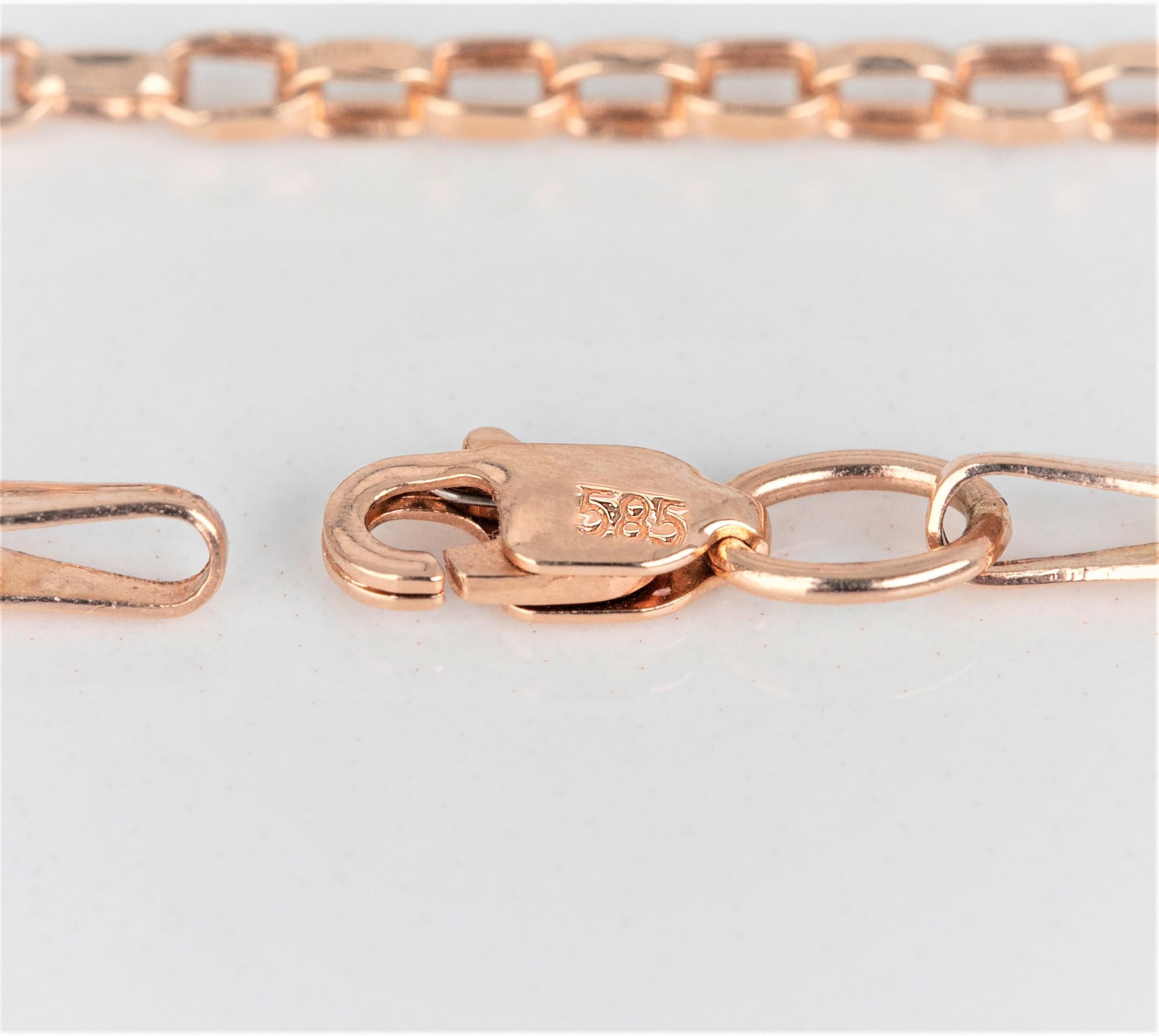 14k Rose Gold Unisex Chain, 5.83 gr 55.00cm 14K Gold Chain Necklace, Real Gold For Sale 6